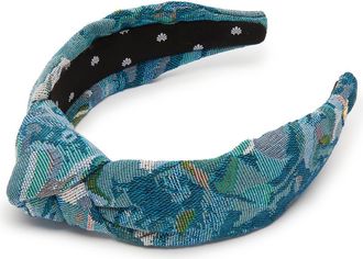 Lele Sadoughi Knotted Floral Jacquard Headband in Imperial Blue at Nordstrom