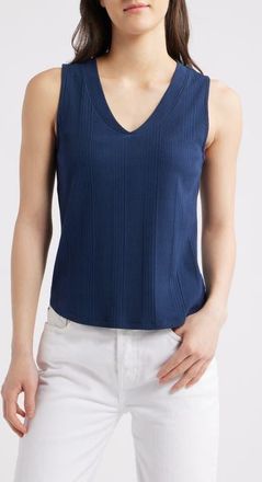 Wit & Wisdom V-Neck Rib Tank in Navy at Nordstrom, Size X-Large