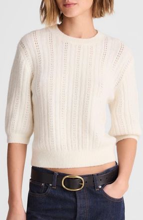 Madewell CloudSoft Short Sleeve Sweater in Antique Cream at Nordstrom, Size Xx-Small