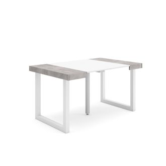 Skraut Home Mesa Consola Extensible, Mesa Comedor Plegable, 140, Para 6 Comensales, Patas Madera Maciza, Estilo Moderno, Gris Cemento - Skraut Home