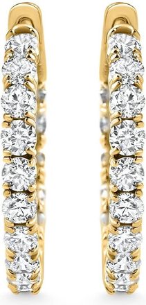 Pompeii3 2.05Ct Diamond Inside Outside Hoops 14k Gold Womens Earrings Lab Grown 1 Tall Size: 1 Tall