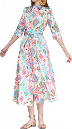 Vilagallo Brenda Dress In Turquoise And Coral