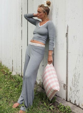 Twik Womens Lettuce-trim baby rib pyjama pant