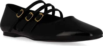 Billini Womens Kairo Strappy Ballet Flats In Black Patent