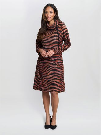 Gina Bacconi Womens Aisling Animal Print Dress - Brown - Size X-Large