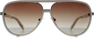 Quay High Profile WHT wit bruin gradiënt zonnebril