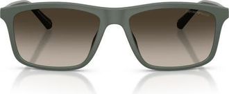 Emporio Armani 57mm Gradient Pillow Sunglasses in Matte Green /Gradient Brown at Nordstrom