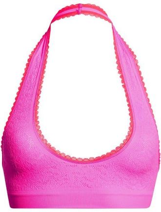 Free People Sweet Point Seamless Halter Bralette in Pink Fushions Combo at Nordstrom, Size X-Small