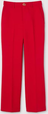 Gucci Cr&ecirc;pe Wool Pants With Double G Button, Red, Ready-to-wear