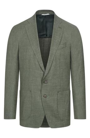 Emanuel Berg Dark Green Slub Wool & Silk Blend Sport Coat at Nordstrom, Size 38 Us