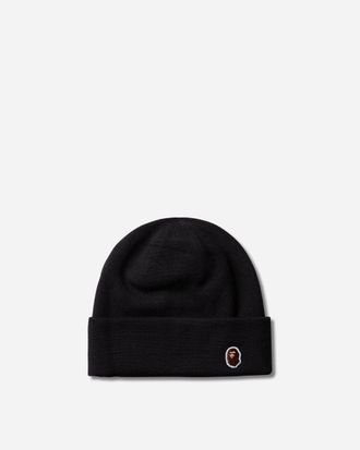 A Bathing Ape Ape Head One Point Knit Cap Black