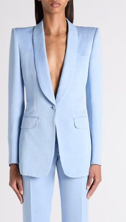Tom Ford Washed Cotton & Silk Duchesse Satin Jacket in Mineral Blue at Nordstrom, Size 4 Us