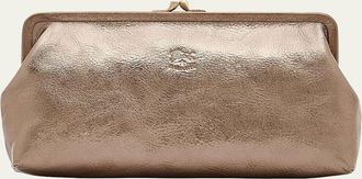 IL BISONTE Classic Metallic Leather Clutch Bag