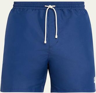 Brunello Cucinelli Mens Solid Swim Trunks with Logo
