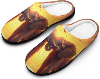 Generic Elephants Couple Cotton Slippers for Women Indoor Outdoor Slipper Slip-On Memory Foam Home Shoes