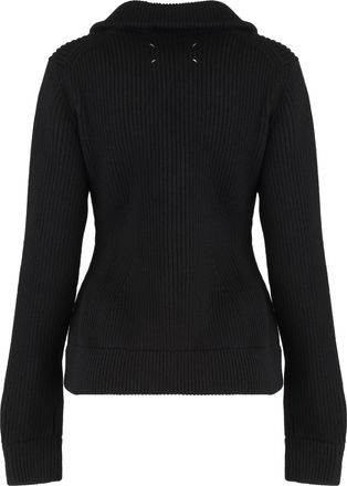 Maison Margiela Womens Cardigan With Zip Black Virgin Wool Cardigans Sweater