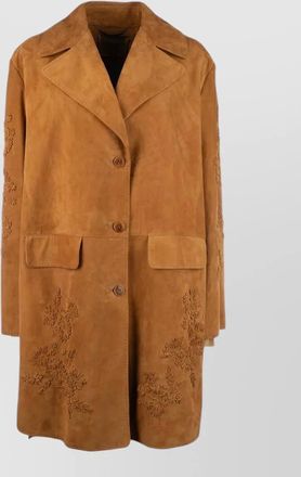 Ermanno Scervino leather jacket long cut notched lapels