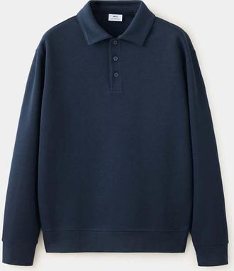 Mango Felpa con collo polo regular fit blu notte - Uomo - XXL - MANGO MAN