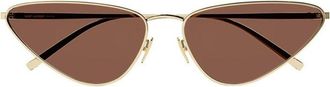 Saint Laurent Cat-Eye Metal Sunglasses - Gold
