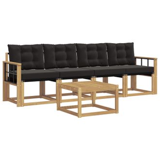 vidaXL Conjunto De Sof&aacute;s De Exterior Con Coj&iacute;n 5 Pcs Blanco Y Negro Vidaxl