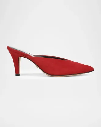 Veronica Beard 75mm Rochelle Suede Mules