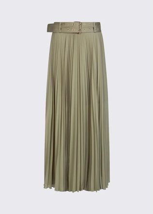 Liu Jo Rokken, Dames, Groen, L, Polyester, Plissirok met ceintuur, maxi lengte