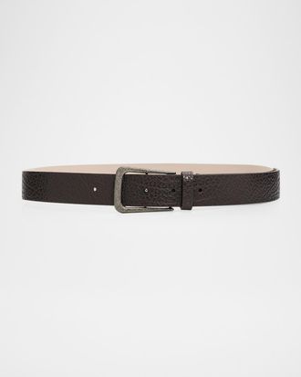 Brunello Cucinelli Lizard-Effect Leather Belt