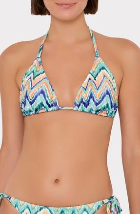 Milly Tropical Chevron Stripe Triangle Bikini Top in Tropical Multi at Nordstrom, Size X-Small