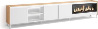 Skraut Home Skraut Home - Mueble Tv, Televisi&oacute;n, Muebles De Sal&oacute;n, Almacenaje, 315x35x61cm, Para Tv Hasta 80, Chimenea El&eacute;ctrica Xxl, Dise&ntilde;o Industrial, Led, Esti