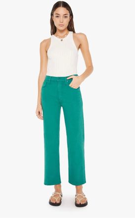 Mother Rambler Zip Ankle Jeans In Teal Green
