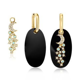 Ross-Simons Onyx and Swiss Blue and White Topaz Jewelry Set: Interchangeable Drop Earrings in 18kt Gold Over Sterling