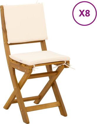 vidaXL Sillas Bistro De Exterior 8 Uds. Blanco Crema Vidaxl