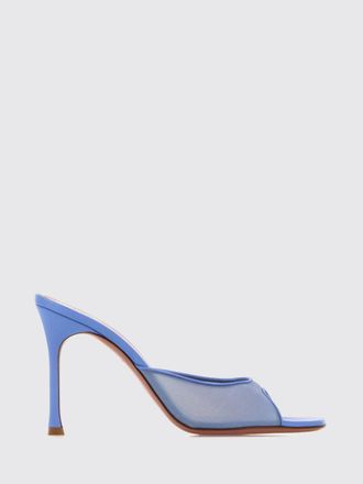 Amina Muaddi Alexa Mules in Mesh Nylon and Leather