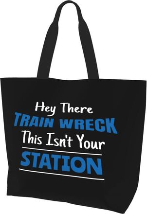 AOOEDM Hey There Train Wreck, This IsnT Your Station Ladies Canvas Tote Reusable Shopping Bag