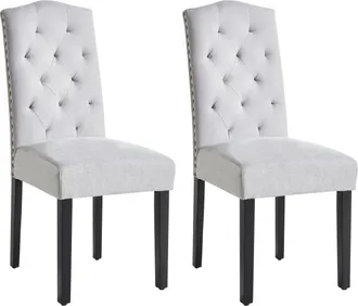Beliani Beliani - Conjunto De 2 Sillas De Comedor Tapizadas En Terciopelo Gris Dise&ntilde;o Retro Moderno Patas De Madera Negras Shirley