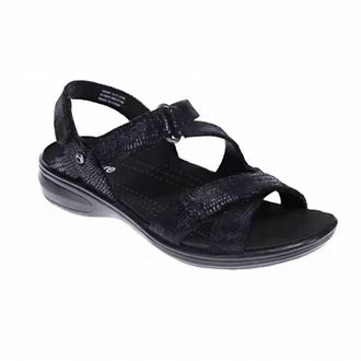 Revere Comfort Shoes Womens Zanzibar Sandal In Black Lizard