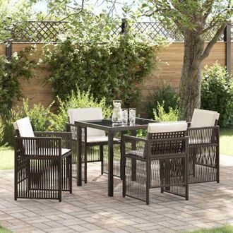 vidaXL Conjunto De Comedor De Jard&iacute;n 5 Pcs Marr&oacute;n Polirat&aacute;n Vidaxl