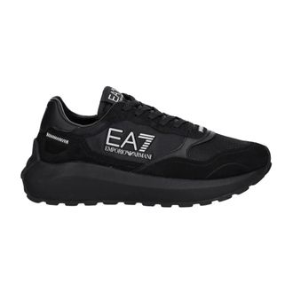 Emporio Armani Lage sneakers - Heren - Sneakers - Zwart - 42 2/3 EU - Leer - Schoenen