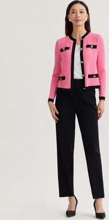 Misook Heritage Eyeleted Recycled Knit Jacket in Pink at Nordstrom, Size Xx-Large