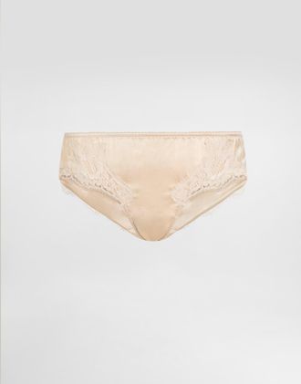 Dolce & Gabbana Satin Briefs With Lace - Woman Underwear Blush Silk 2