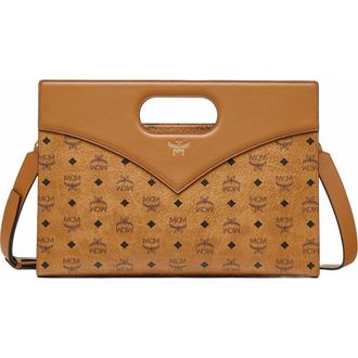 MCM Diamond Tote in Visetos Leather Mix in Cognac at Nordstrom