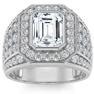 Pompeii3 3Ct Emerald Cut Diamond Mens Ring in White, Yellow or Rose Gold Lab Grown
