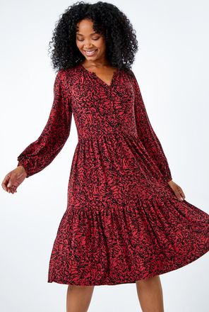 Roman Animal Tiered Stretch Dress