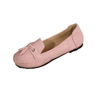 Generic Ladies Loafers Slip On Casual Flat Shoes Solid Color Comfortable Stylish Lightweight Breathable Classic Pumps Shoes Work Office Walking Pink