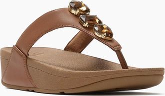 FitFlop Womens Fitflop Lulu Ultra-Jewel Toe-Post Polyurethane Womens Deep Tan Sandals - Brown - Size: 5