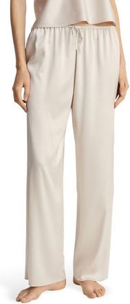 Mango Stretch Silk Pajama Pants in Light/Pastel Grey at Nordstrom, Size Large