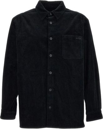 A.P.C. Corduroy Overshirt - Heren - Casual Overhemden - Zwart - L - Katoen - Overhemden