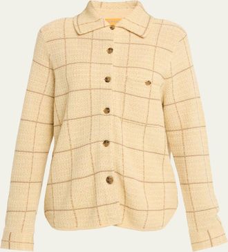 Guest In Residence Dylan Plaid Cashmere-Linen Shirt