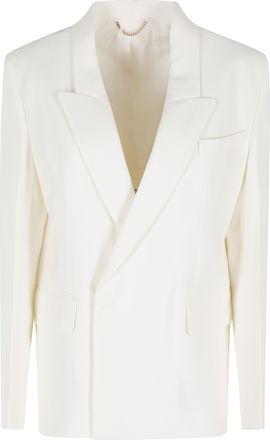 Victoria Beckham White Double-Breasted Tailored Viscose Blazer