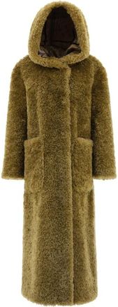 Herno Jas in Krullend Imitatiebont - Dames - Mantel - Groen - XS - Polyester - Jassen